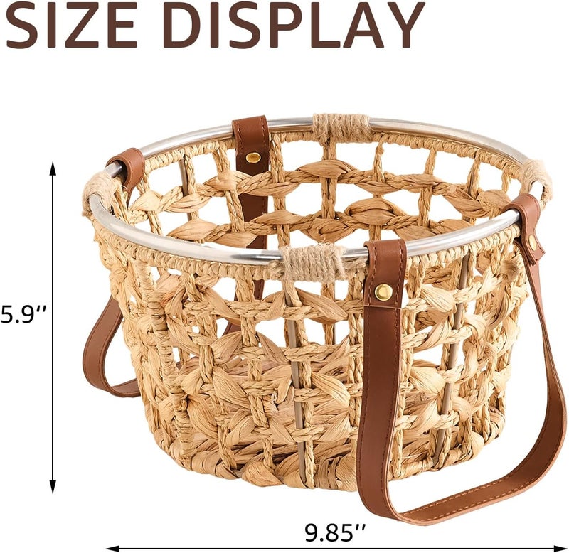LGENHOOM Farmhouse Wicker Egg Basket for Collecting Fresh Eggs, Round Storage Basket with Handle, Brown, Sea Grass - Image 5